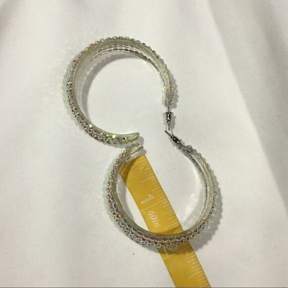 Iridescent Gemstone Lined Hoops (UC3) - Picture 5 of 7